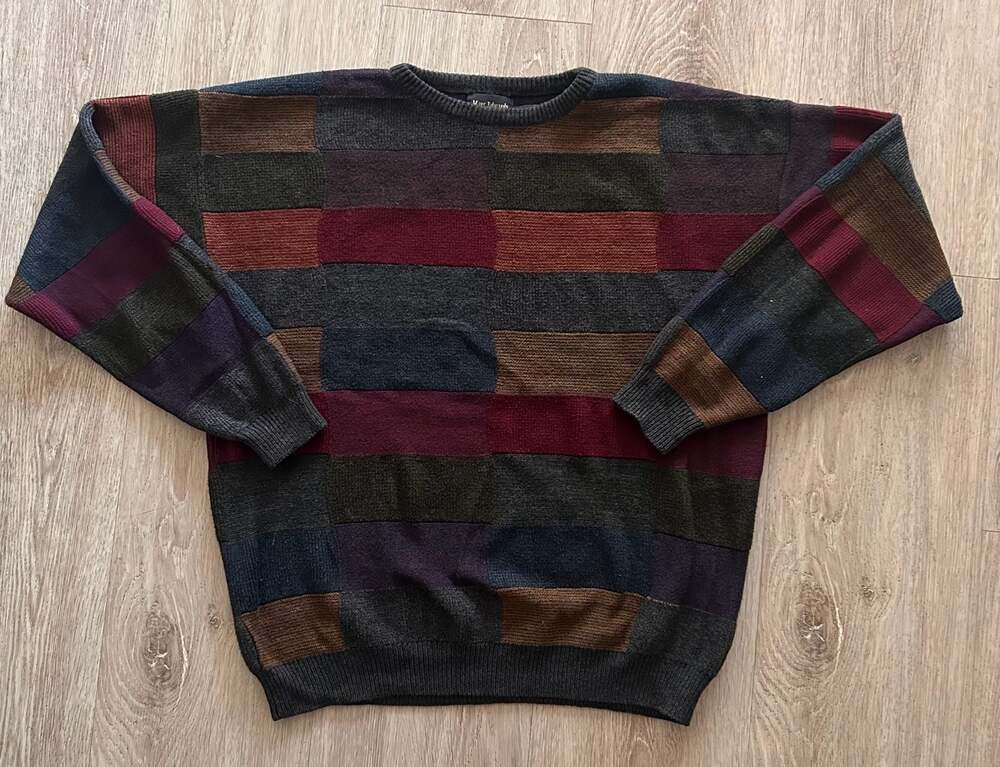 Vintage Marc Edwards 90s Color Block Geometric Knit Pullover Sweater